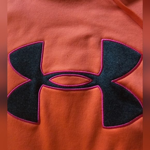 Under Armour Semi Fitted Large Logo Orange Pullover Sweatshirt Womens Size Large - Picture 7 of 14